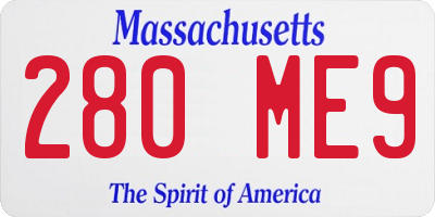 MA license plate 280ME9