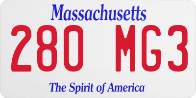 MA license plate 280MG3