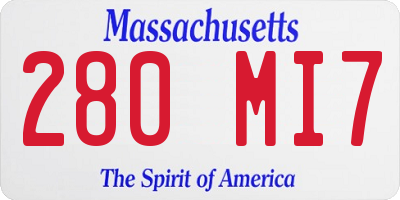 MA license plate 280MI7