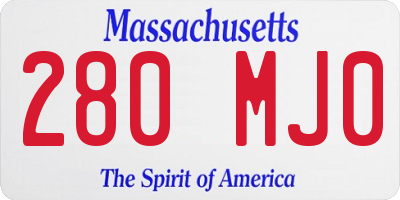 MA license plate 280MJ0