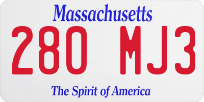MA license plate 280MJ3
