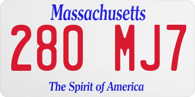 MA license plate 280MJ7