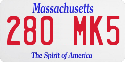 MA license plate 280MK5