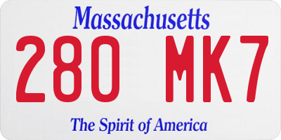 MA license plate 280MK7
