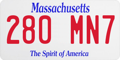 MA license plate 280MN7