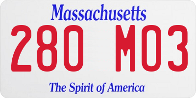 MA license plate 280MO3