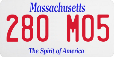 MA license plate 280MO5