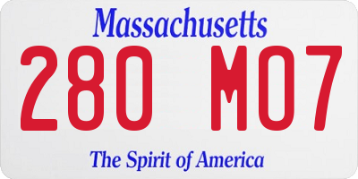 MA license plate 280MO7