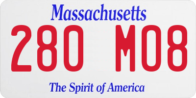 MA license plate 280MO8