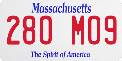 MA license plate 280MO9