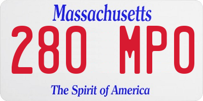 MA license plate 280MP0