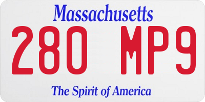 MA license plate 280MP9