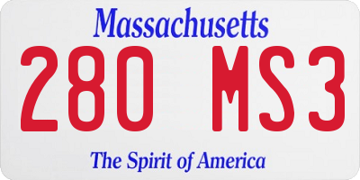 MA license plate 280MS3
