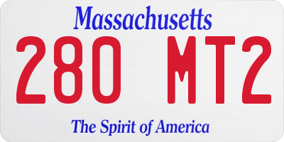 MA license plate 280MT2