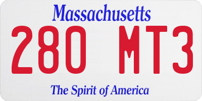 MA license plate 280MT3