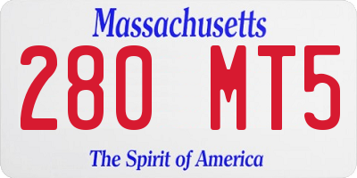 MA license plate 280MT5