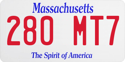 MA license plate 280MT7