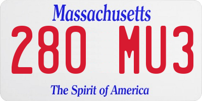 MA license plate 280MU3