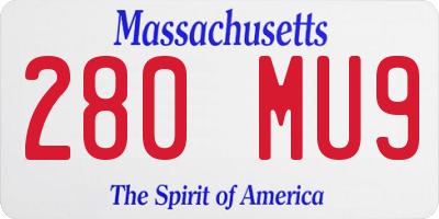 MA license plate 280MU9