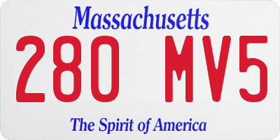 MA license plate 280MV5