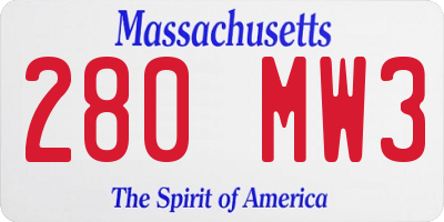 MA license plate 280MW3