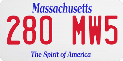 MA license plate 280MW5