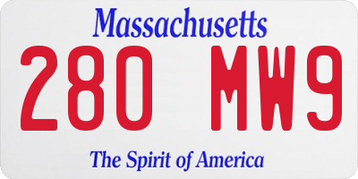 MA license plate 280MW9