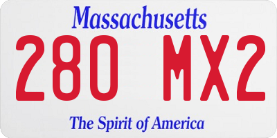 MA license plate 280MX2