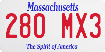 MA license plate 280MX3