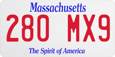 MA license plate 280MX9