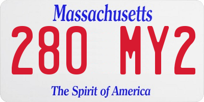 MA license plate 280MY2