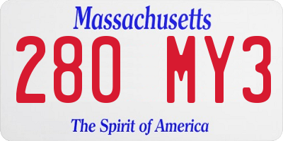 MA license plate 280MY3