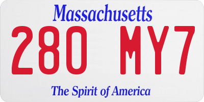 MA license plate 280MY7