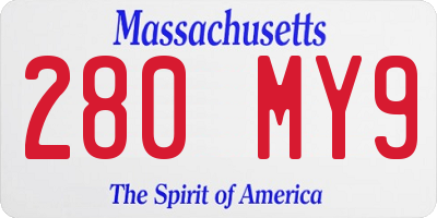 MA license plate 280MY9
