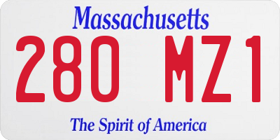 MA license plate 280MZ1
