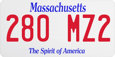 MA license plate 280MZ2