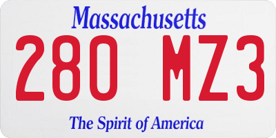 MA license plate 280MZ3