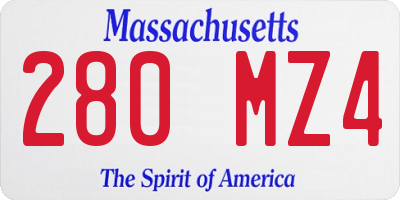 MA license plate 280MZ4