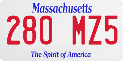 MA license plate 280MZ5