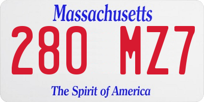 MA license plate 280MZ7