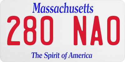 MA license plate 280NA0