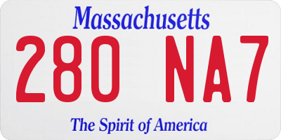 MA license plate 280NA7