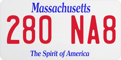 MA license plate 280NA8