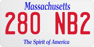 MA license plate 280NB2