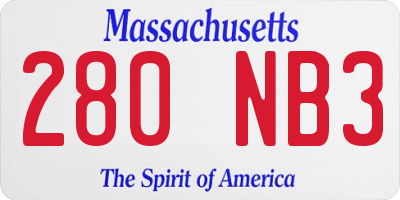 MA license plate 280NB3