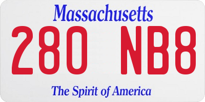 MA license plate 280NB8