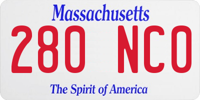MA license plate 280NC0