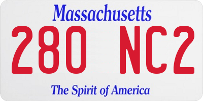 MA license plate 280NC2