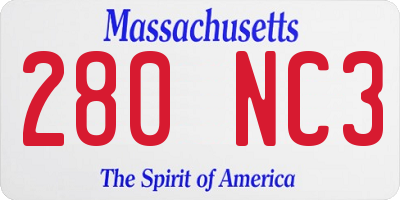MA license plate 280NC3