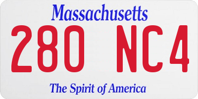 MA license plate 280NC4
